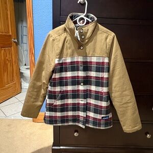 Kavu Plaid Utility Jacket with Tan Shoulders